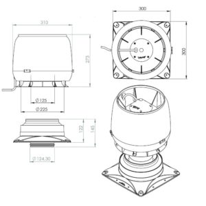 Вентилятор воздуховода E220S 0-800м3/ч + основание красный